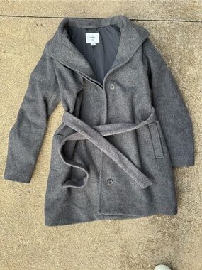 Old Navy Maternity Charcoal Gray Belted Trench Coat